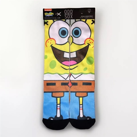 Odd Sox: SPONGE BOB Novelty Crew Socks Fits Sizes 6-13 NWT Gag Gift - Picture 4 of 4
